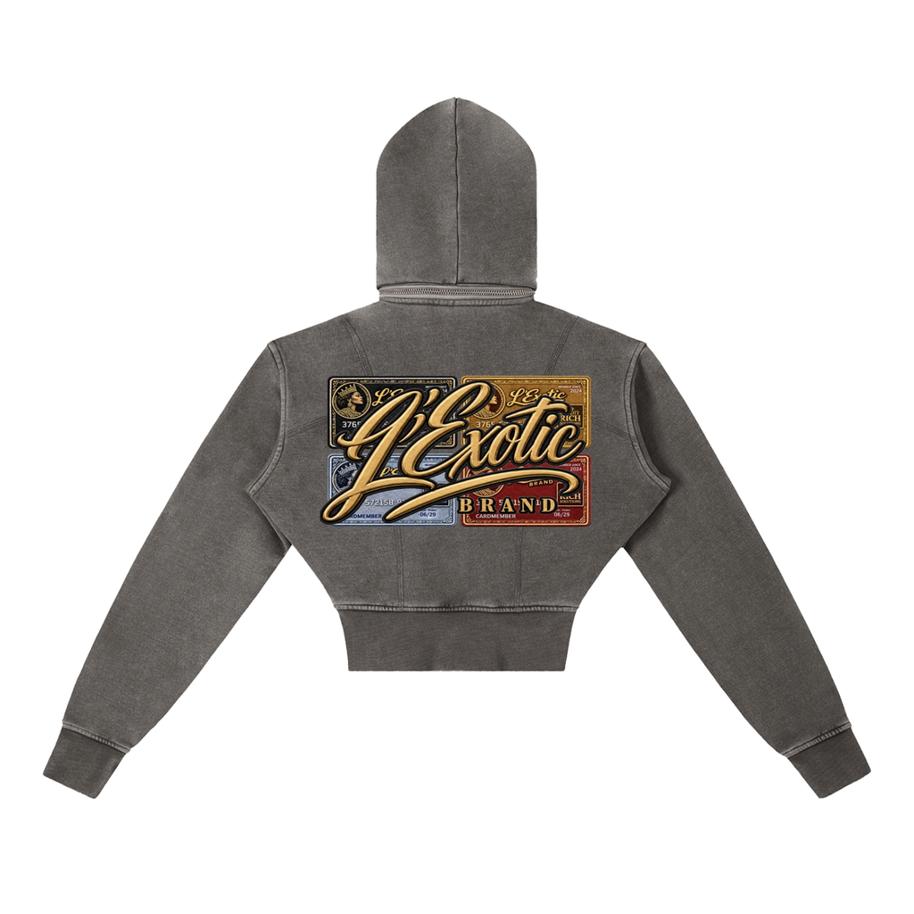 L’Exotic Vintage Crop Fleece Hoodie