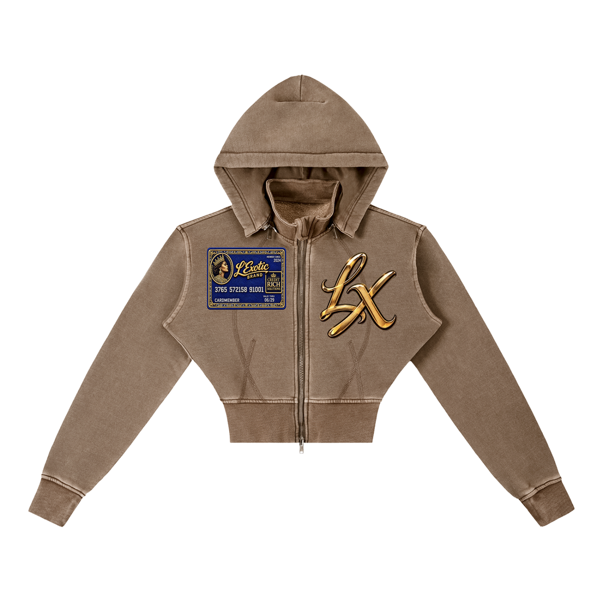 L’Exotic Vintage Crop Fleece Hoodie