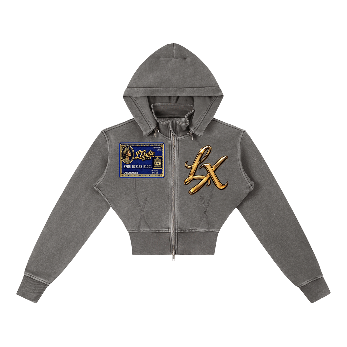 L’Exotic Vintage Crop Fleece Hoodie