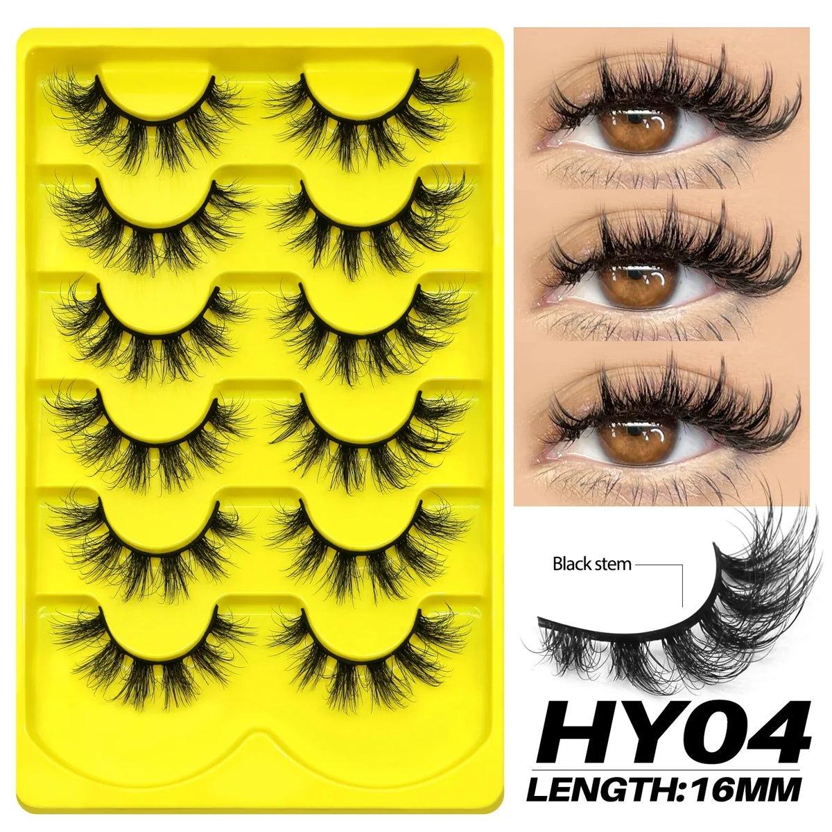 GROINNEYA Fake Lashes Fluffy Cat Eye Lashes 8D Fluffy Volume False Eyelashes D Curl Dramatic Thick Full Strip Faux Mink Lashes