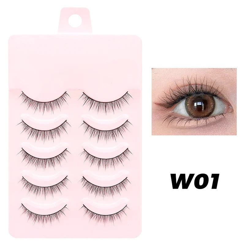 DINGSEN 5 Pairs Manga Lashes Eyes Lashes Soft Natural Long Eyelashes Fake Lashes Anime Wispy Strip False Eyelashes Makeup
