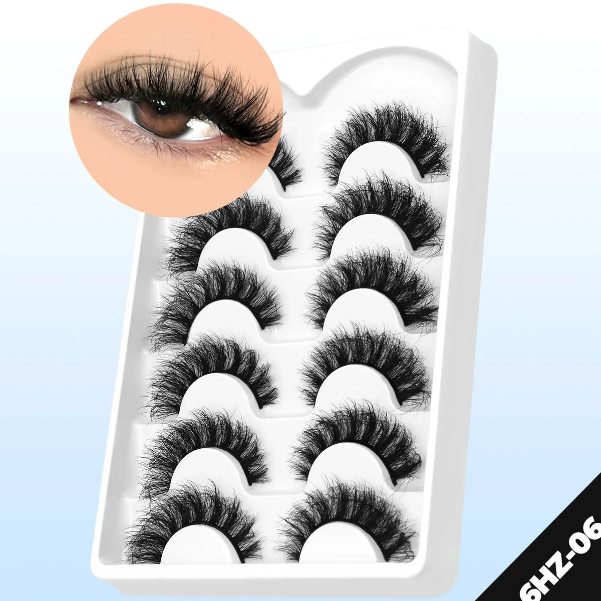 GROINNEYA Fake Lashes Fluffy Cat Eye Lashes 8D Fluffy Volume False Eyelashes D Curl Dramatic Thick Full Strip Faux Mink Lashes