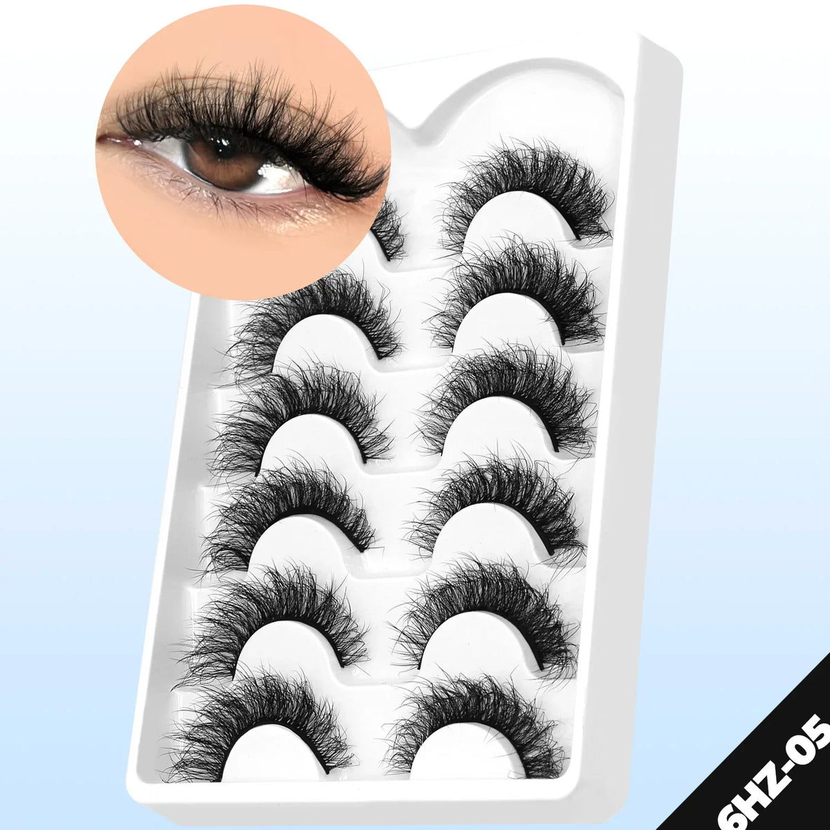GROINNEYA Fake Lashes Fluffy Cat Eye Lashes 8D Fluffy Volume False Eyelashes D Curl Dramatic Thick Full Strip Faux Mink Lashes