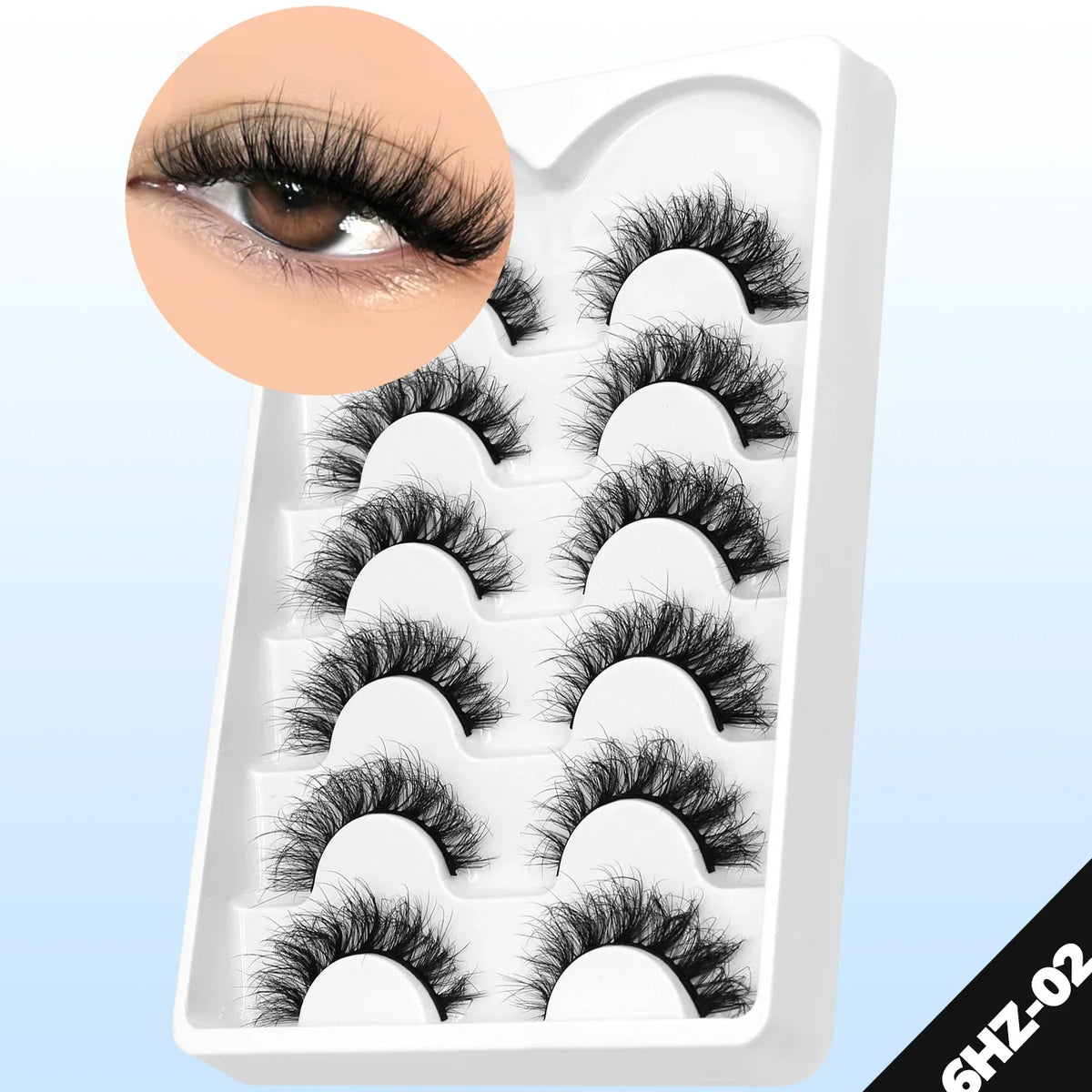 GROINNEYA Fake Lashes Fluffy Cat Eye Lashes 8D Fluffy Volume False Eyelashes D Curl Dramatic Thick Full Strip Faux Mink Lashes