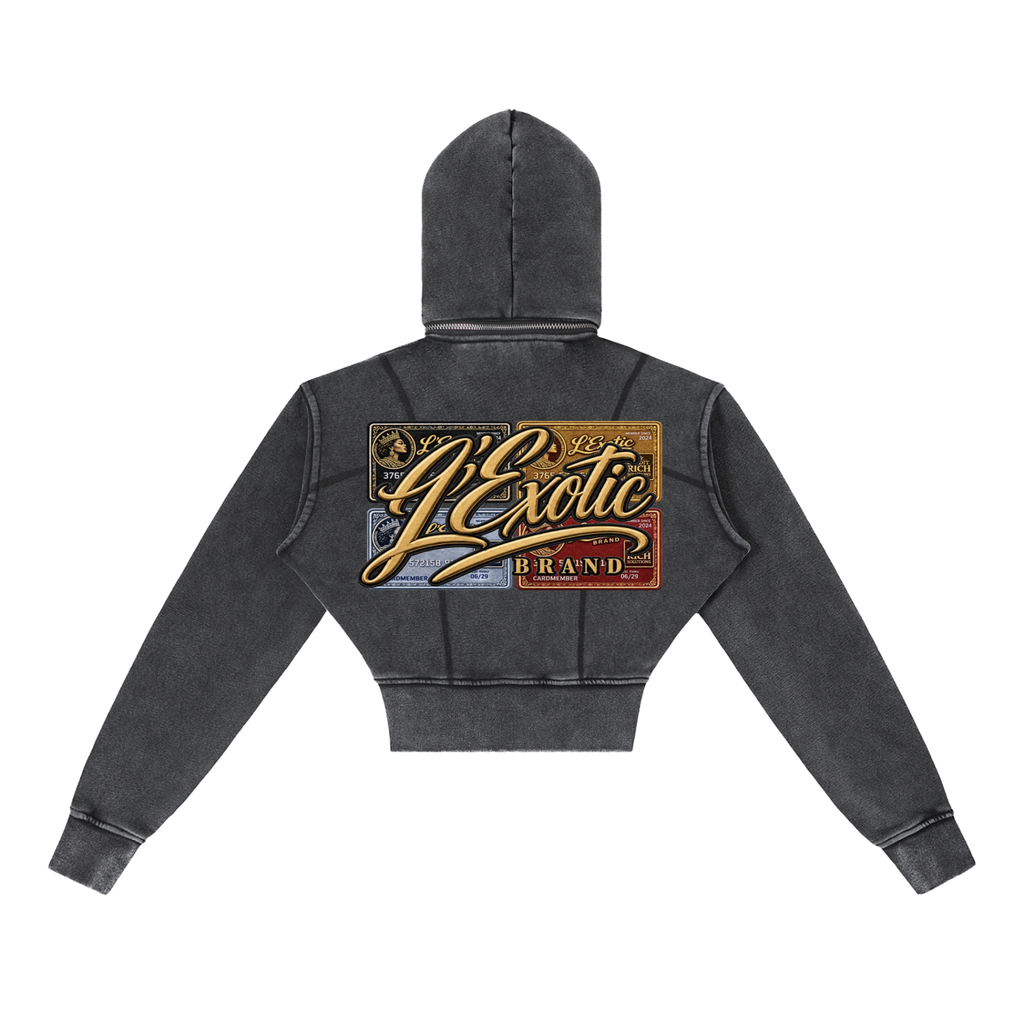 L’Exotic Vintage Crop Fleece Hoodie